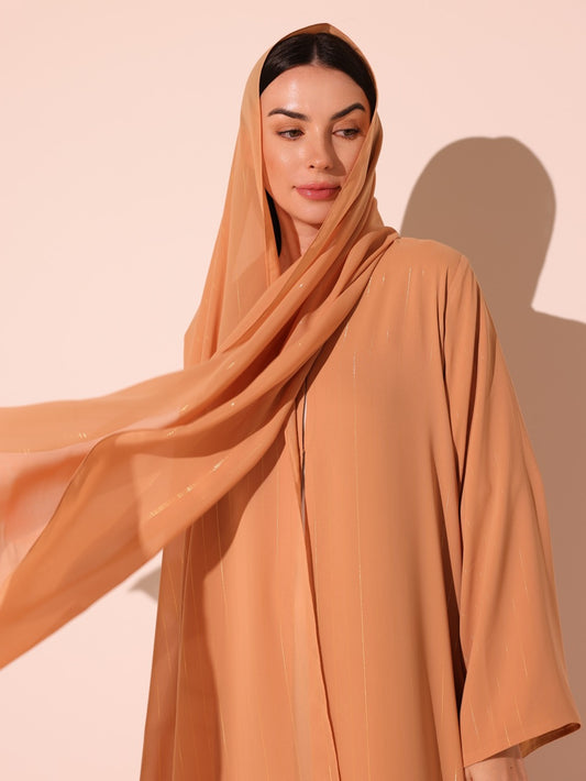 Dark Peach Metallic Striped