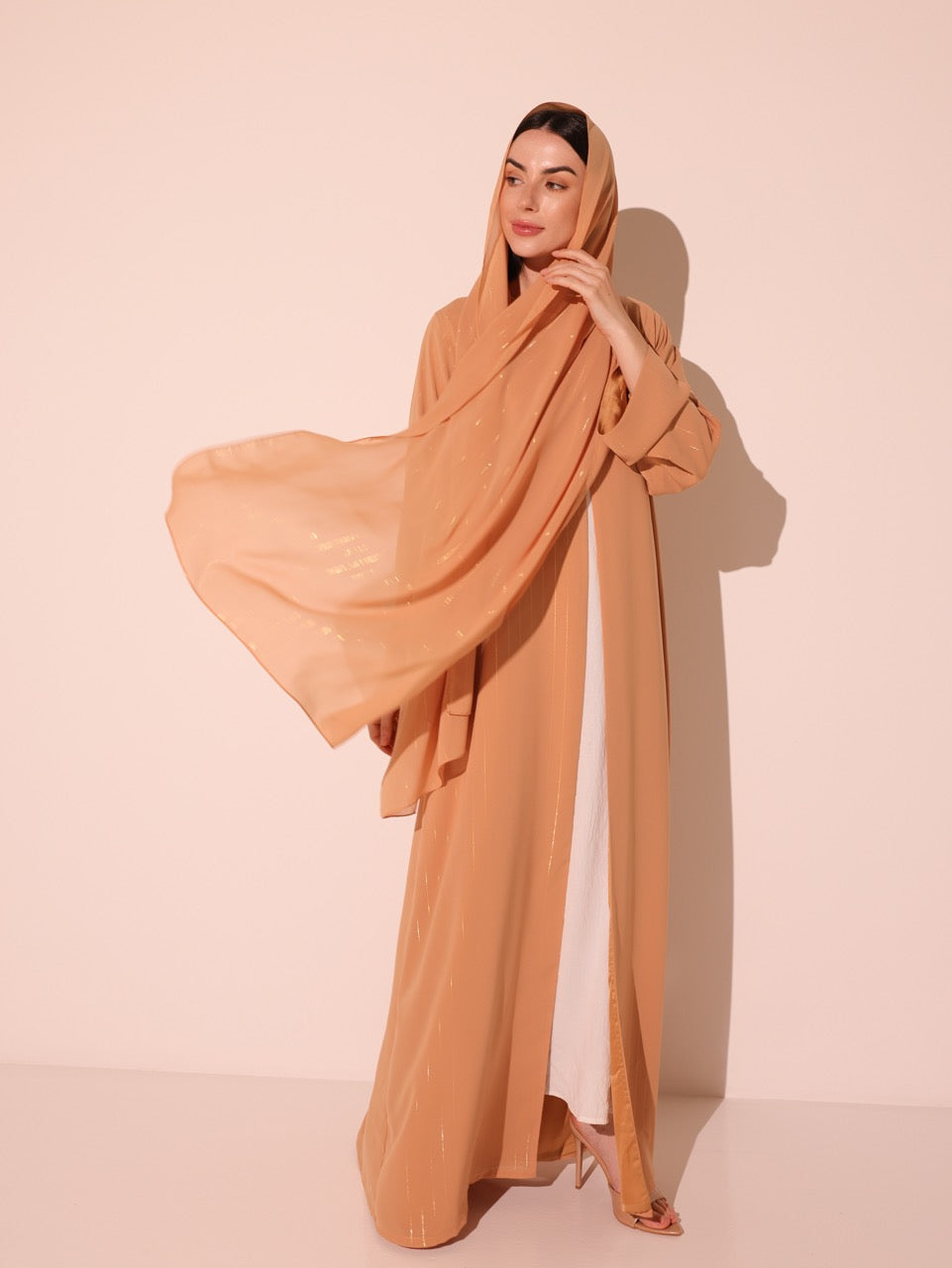 Dark Peach Metallic Striped