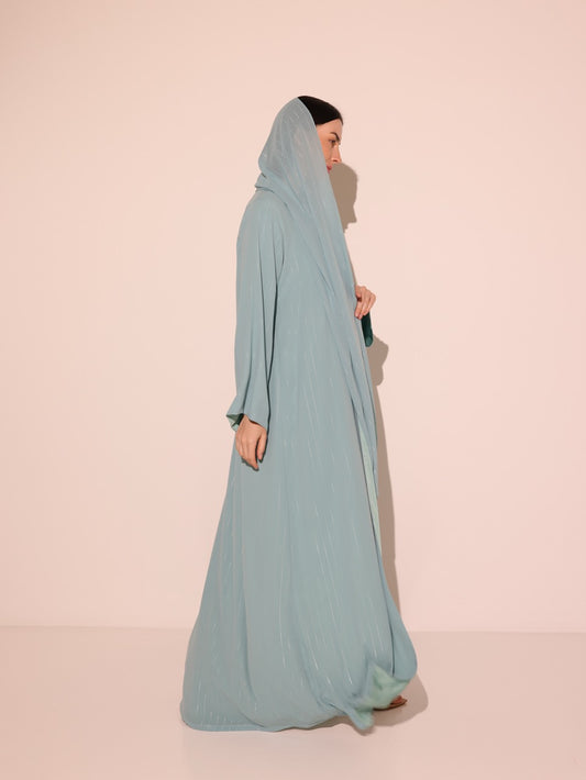 Light Blue Metallic Striped