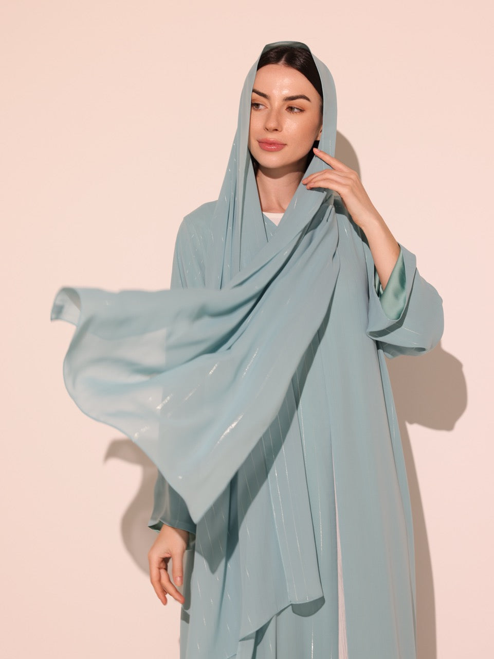 Light Blue Metallic Striped