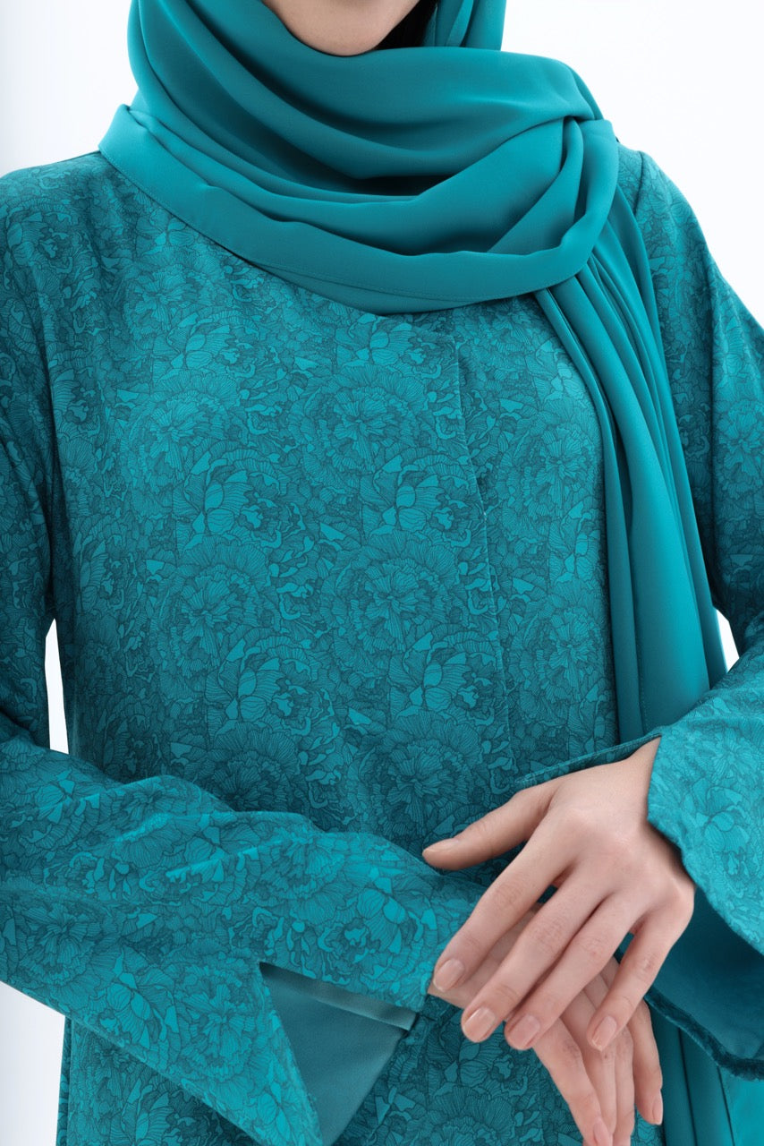 Teal Printed Petals