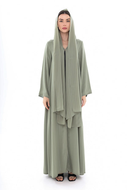 Sage Green Metallic Striped