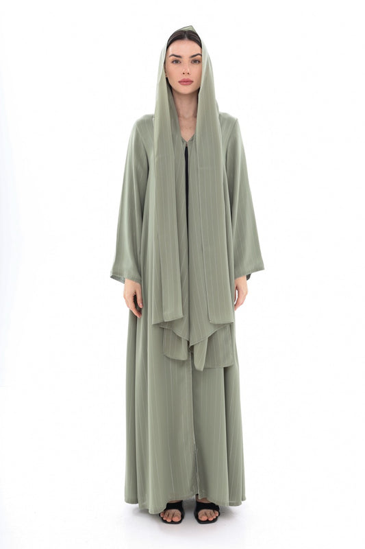 Sage Green Metallic Striped