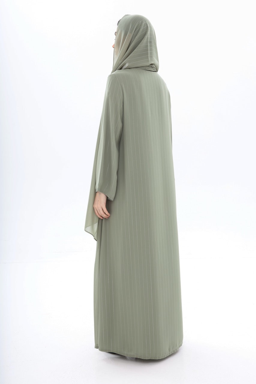 Sage Green Metallic Striped