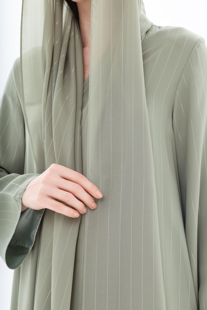 Sage Green Metallic Striped