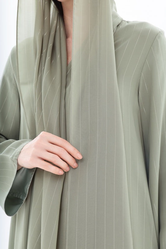 Sage Green Metallic Striped