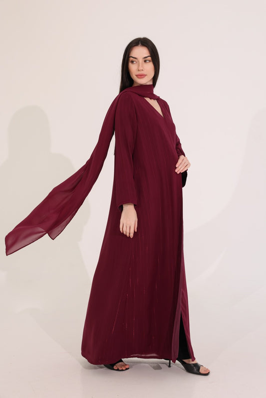 Plum Metallic Striped