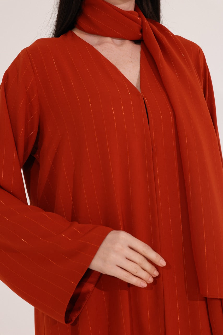 Burnt Orange Metallic Striped