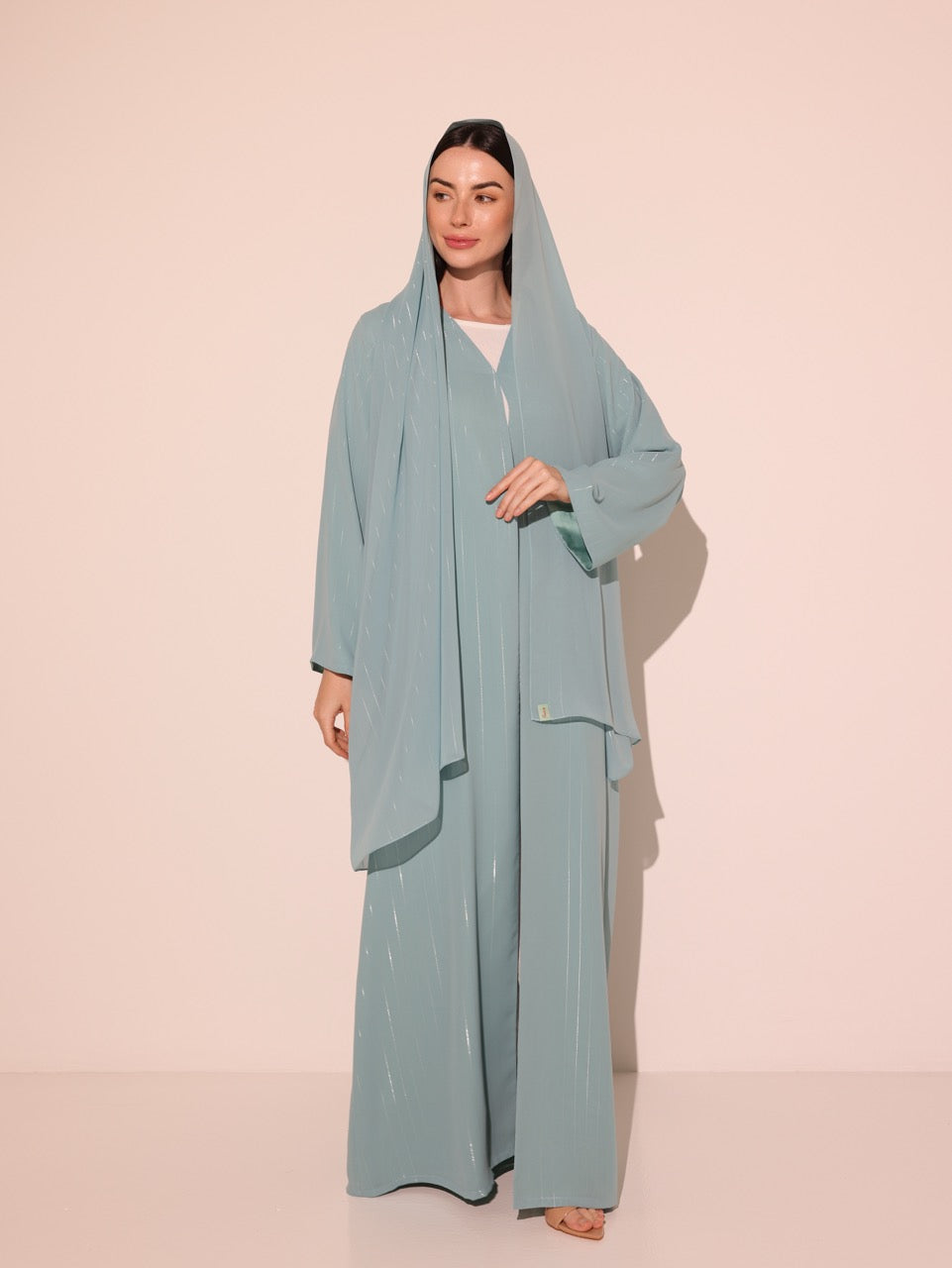 Light Blue Metallic Striped