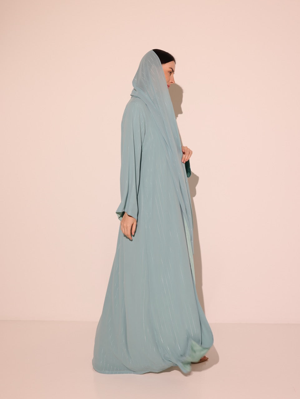 Light Blue Metallic Striped